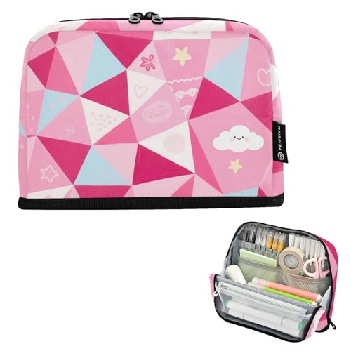 tplaotee Federmäppchen mit geometrischen Formen, große Kapazität, Aufbewahrungstasche, tragbares Schreibwaren-Federmäppchen für Frauen, elementare Cartuchera para lapices von tplaotee