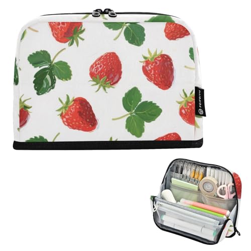 tplaotee Federmäppchen mit großem Fassungsvermögen, mit Reißverschluss, Schreibtisch-Organizer für Studenten, Schulbedarf, Rot von tplaotee