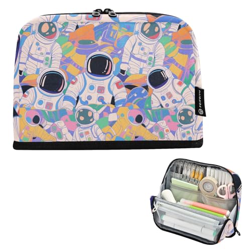 tplaotee Federmäppchen mit niedlichem Cartoon-Astronauten-Design, großes Fassungsvermögen, Kosmetiktasche, niedlicher Organizer für Studenten, Schulbedarf, Bolsa Para Lapices tplaotee Federmäppchen mit niedlichem Cartoon-Astronauten-Design, großes Fassungsvermögen, Kosmetiktasche, niedlicher Organizer für Studenten, Schulbedarf, Bolsa Para Lapices von tplaotee