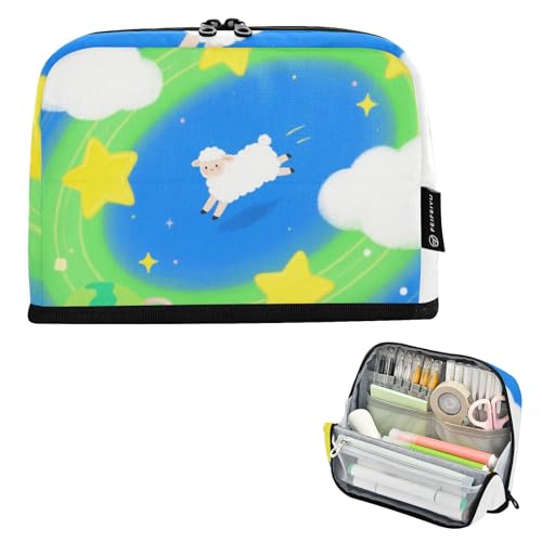 tplaotee Federmäppchen mit niedlichem Cartoon-Design, weißes Schaf, Organizer, großes Fassungsvermögen, Kosmetik, hohe Kapazität, Schreibwaren, Stifte-Tasche für Teenager, adrette Schule, Lapiceras tplaotee Federmäppchen mit niedlichem Cartoon-Design, weißes Schaf, Organizer, großes Fassungsvermögen, Kosmetik, hohe Kapazität, Schreibwaren, Stifte-Tasche für Teenager, adrette Schule, Lapiceras von tplaotee