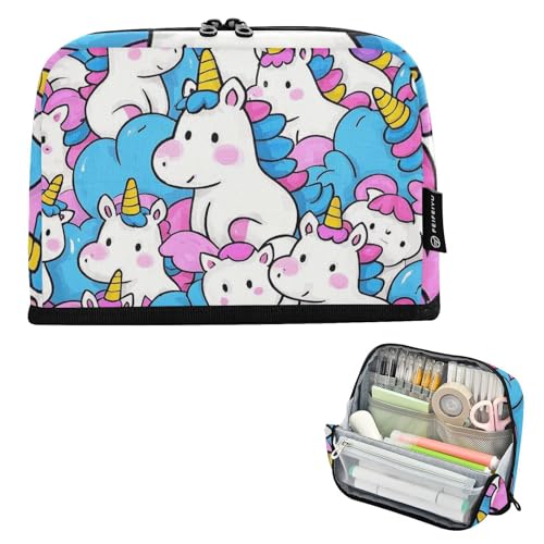tplaotee Federmäppchen mit niedlichem Cartoon-Einhörner, großes Fassungsvermögen, Kosmetiktasche, großer Schreibtisch-Organizer für Lehrer, Schulbedarf, estuche para lapices tplaotee Federmäppchen mit niedlichem Cartoon-Einhörner, großes Fassungsvermögen, Kosmetiktasche, großer Schreibtisch-Organizer für Lehrer, Schulbedarf, estuche para lapices von tplaotee