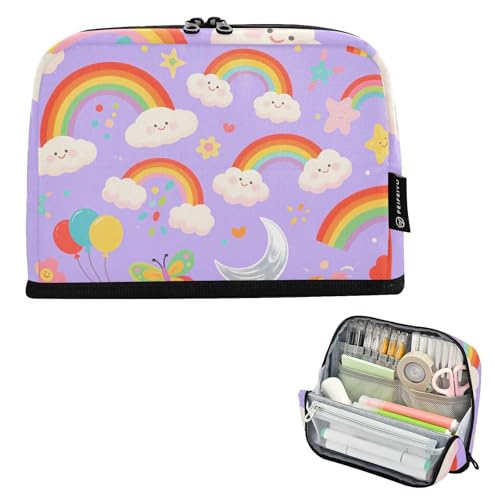 tplaotee Federmäppchen mit niedlichem Cartoon-Motiv, Regenbogenblumen, großes Fassungsvermögen, Make-up-Tasche, Organizer-Box für Damen, Schulbedarf, útiles escolares para ninas von tplaotee