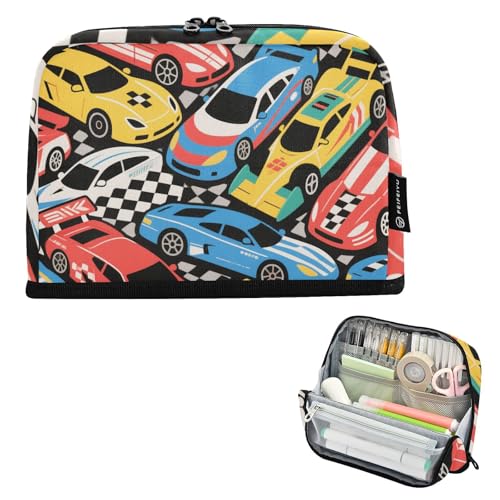 tplaotee Federmäppchen mit niedlichem Cartoon-Motiv, Rennauto, große Kapazität, Make-up-Tasche, niedlicher Schreibwaren-Organizer für Damen, Schulbedarf, Bolsas Para Lapices von tplaotee
