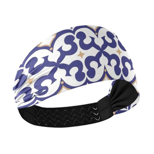 tplaotee Flaches geometrisches blaues Fleur-de-Lis-Haarband für Damen, rutschfest, dehnbar, für Radfahren, Yoga, Make-up, Volleyball tplaotee Flaches geometrisches blaues Fleur-de-Lis-Haarband für Damen, rutschfest, dehnbar, für Radfahren, Yoga, Make-up, Volleyball von tplaotee