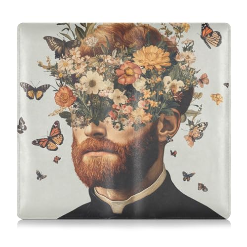 tplaotee Floral Asthetic Face Art Premium Leder Auto Registrierung Versicherung & Ausweishalter Essential Car Wallet Case für wichtige Dokumente, Führerschein, Karten von tplaotee