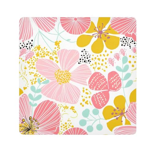 tplaotee Fresh Spring einfache bunte Blumen schützende Make-up-Tasche Tuch Reise Make-up Organizer Wrap Kamera Objektiv Tuch Wrapper Organizer Taschen für Damen, Größe 55,1 x 55,1 cm von tplaotee