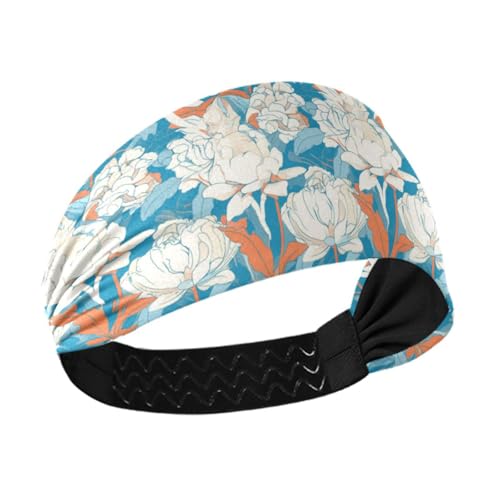 tplaotee Frisches Blumenmuster, weiß-blau, Art-Deco-Stil, rutschfest? Stirnband für Damen, elastisches Schweißband für Sport, Alltag, Wandern, Fußball tplaotee Frisches Blumenmuster, weiß-blau, Art-Deco-Stil, rutschfest? Stirnband für Damen, elastisches Schweißband für Sport, Alltag, Wandern, Fußball von tplaotee