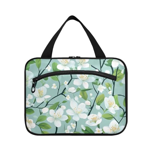 tplaotee Frühlingsbirnenblüten-grüne Hängetaschen für Frauen mit Haken, Designer-Make-up-Taschen für Mama, Camping, Estuche Para Guardar Maquillaje M, Frühlingsbirnenblütengrün, Medium von tplaotee