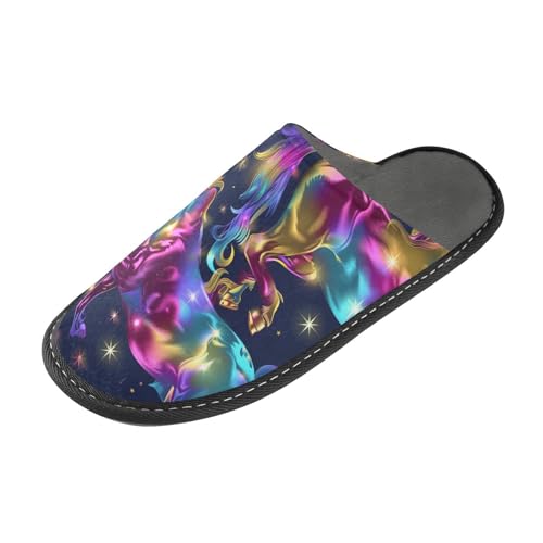 tplaotee Glitzernde Pferde-Hausschuhe für Damen, psychedelisch, warm, mit Memory-Schaum, für Haus, Schlafzimmer, Glitter Horses Psychedelic, 40 EU von tplaotee