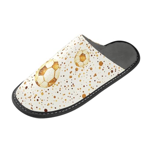 tplaotee Goldene Weihnachts-Fußball-Hausschuhe für Damen, weiche Hausschuhe für Damen, Innenbereich, mit Memory-Schaum, für Haus, Schlafzimmer von tplaotee