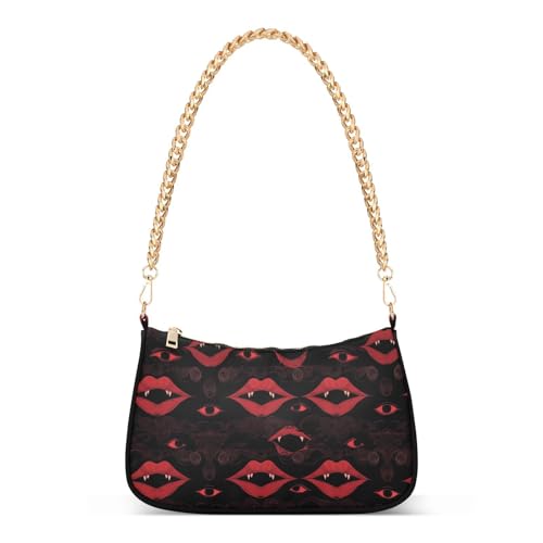 tplaotee Gothic Darkness Evil Lips Eyes Red Trendy Chain Shoulder Bags for Women Handtasche für Frauen zum Muttertag von tplaotee