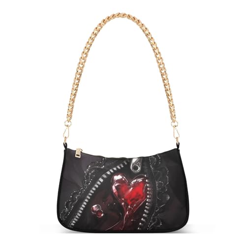 tplaotee Gothic Red Bleed Hearts Zip Trendy Chain Crossbody Bag for Women Handtaschen für Muttertag von tplaotee