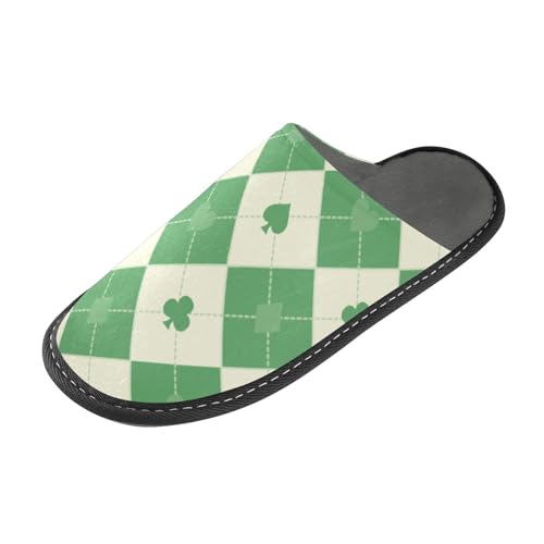 tplaotee Greem Beige Poker Slipper für Damen, warme Hausschuhe für Damen, Innenbereich, mit Memory-Schaum, für Haus, Schlafzimmer von tplaotee