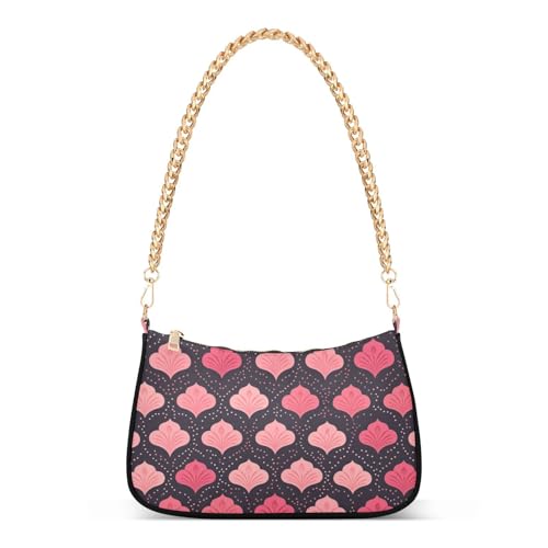 tplaotee Guilloche Umhängetasche für Damen, trendige Kette, klein, Pfirsichfarben, Schwarz von tplaotee