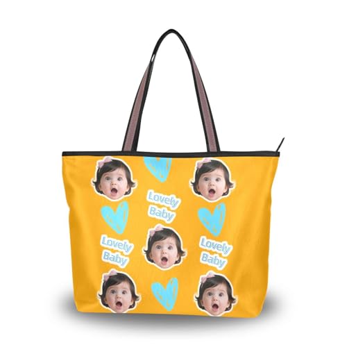 tplaotee Handtaschen und Handtaschen aus Seidenstoff, mit Reißverschluss, wiederverwendbar, individuelles Bild auf Umhängetasche, Handtaschen für Damen, Größe 40 x 29 cm, Orange, einfarbig, einfarbig von tplaotee