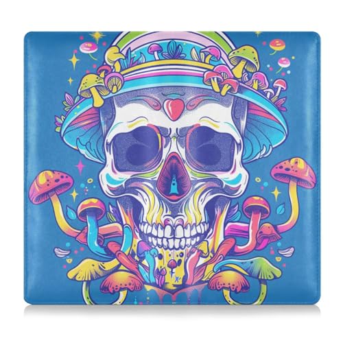 tplaotee Happy Skull Rainbow Mushroom Pu Leather Car Insurance and Registration Card Holder Essential Wallet Case for ID, Driver's License, Key Contact Information Cards von tplaotee