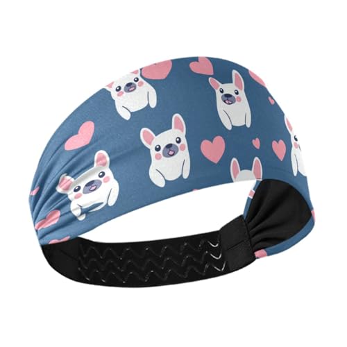 tplaotee Happy Valentine Heart Cartoon Dog Blue Cooling Comfortable Headbands for Women Stretchy Headbands for Women for Running Cycling Tennis Volleyball von tplaotee