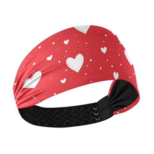 tplaotee Happy Valentine Heart Red Moisture Wicking Women Headbands Elastic Hairband for Athletic Sports Basketball Football von tplaotee