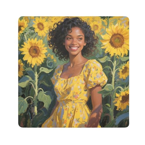 tplaotee Happy Woman Sonnenblumen-Ölgemälde, magisches Make-up, Reisetasche, Kosmetik-Organizer, Wickeltasche, Kamera-Objektivtuch, Wrapper für Damen, Größe 55,1 x 55,1 cm von tplaotee