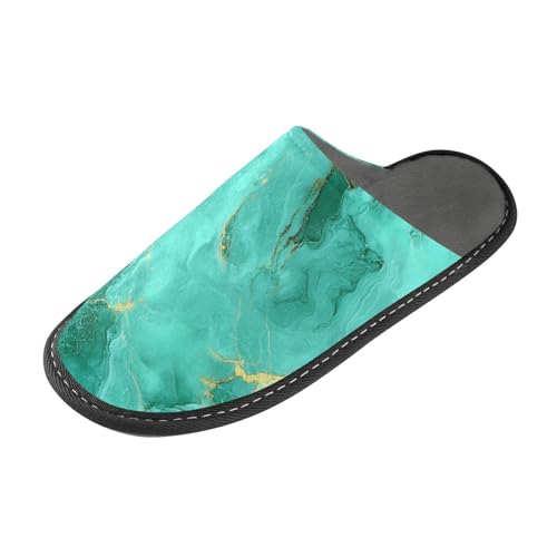 tplaotee Hausschuh für Damen, mit Memory-Schaum, Hellgrün-Gold, Marmor-Textur, Hausschuh für Damen, Innenbereich, mit Memory-Schaum, für Haus, Schlafzimmer von tplaotee