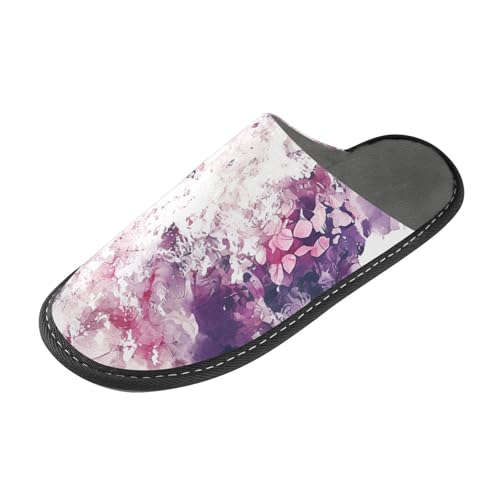 tplaotee Hausschuhe für Damen, Aquarell-Stil, abstrakte Kunst, Violett, Hausschuhe für Innenbereich, mit Memory-Schaum, für Haus, Schlafzimmer von tplaotee