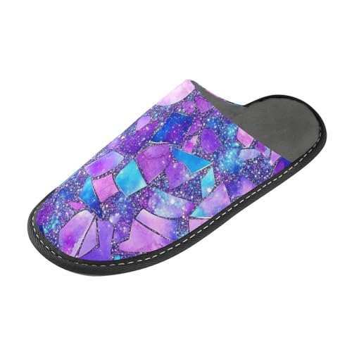 tplaotee Hausschuhe mit Marmorsteinen, für Damen, für drinnen und draußen, mit Memory-Schaum, für Haus, Schlafzimmer, Violett / Blau von tplaotee