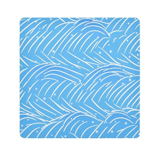 tplaotee Hellblaue Linien-Punktmuster, selbstklebende Reisetasche, Stoff, Kosmetiktasche, Organizer, Verpackung, Kameralinse, Tuch für Organisation, Größe 55,1 x 55,1 cm von tplaotee