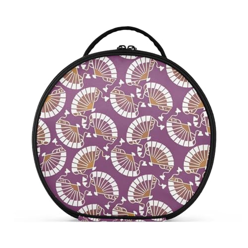 tplaotee Japanische faltbare Make-up-Tasche mit Fächern und Griff, stilvolle Kosmetiktasche für Geldbörse mit verstellbaren Trennwänden, 27,9 cm, Violett / Gold von tplaotee