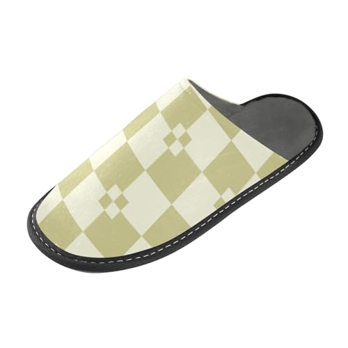 tplaotee Khaki Beige Kariert Damen Slipper Hausschuhe für Frauen Indoor mit Memory Foam für Haus, Schlafzimmer von tplaotee