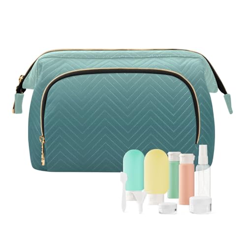 tplaotee Kosmetiktasche für Damen, Dunkelgrün, Farbverlauf, wasserdicht, Münzgeldbörse für Make-up-Pinsel, Dunkelgrüner Farbverlauf, 1 size von tplaotee