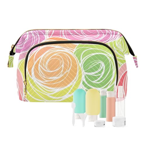 tplaotee Kosmetiktasche für Damen, Motiv: Rosen, bunt, für Münzgeld, Organizer, Rosa, 1 size von tplaotee