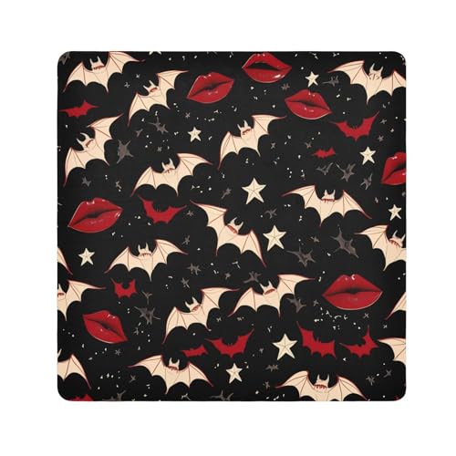 tplaotee Kosmetiktasche im Gothic-Stil, Dunkelheit, rote Lippen, Reise-Organizer, Wickeltasche, Kamera-Objektivtuch, Wrapper für Damen, Größe 55,1 x 55,1 cm von tplaotee