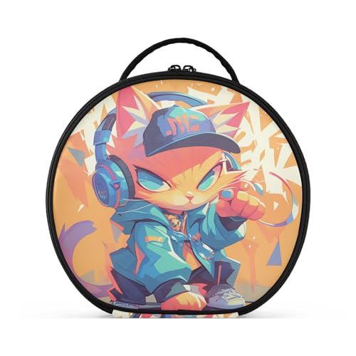 tplaotee Kosmetiktasche mit Cartoon-Katze, Graffiti-Stil, bunt, Hip-Pop-Kosmetiktasche mit Fächern und Griff, stilvolle Reisetasche für Damen, mit verstellbaren Trennwänden, 27,9 cm tplaotee Kosmetiktasche mit Cartoon-Katze, Graffiti-Stil, bunt, Hip-Pop-Kosmetiktasche mit Fächern und Griff, stilvolle Reisetasche für Damen, mit verstellbaren Trennwänden, 27,9 cm von tplaotee