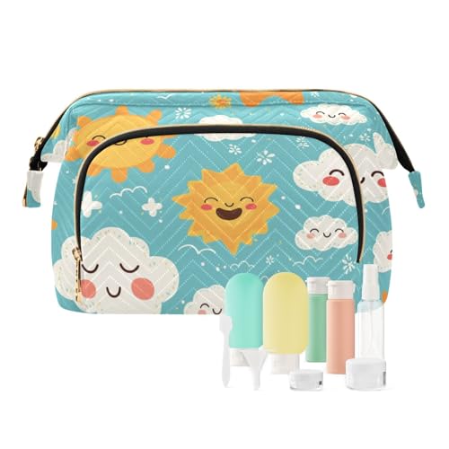 tplaotee Kosmetiktasche mit Cartoon-Sonnen- und Wolkenteilen, für Geldbörse, leichter Schmuck, für Reisen, Kosmetik, Cartoon-Sonnen- und Wolkenteil, 1 size von tplaotee