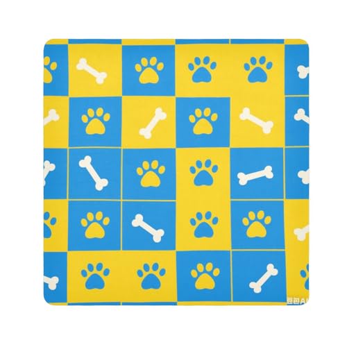 tplaotee Kosmetiktasche mit Pfotenabdrücken und Knochen, magisch, selbstklebend, Reisetasche, Organizer, für Kamera, Objektiv, Tuch, Kosmetik-Organizer für Reisen, Größe 55,1 x 55,1 cm von tplaotee