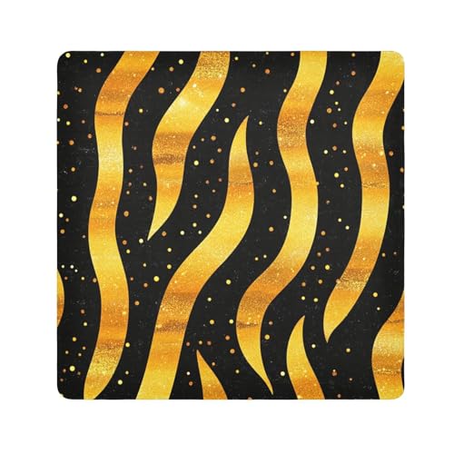 tplaotee Kosmetiktasche mit abstrakten goldenen Wellenlinien, schwarz, magischer Kosmetikbeutel, tragbarer Make-up-Organizer, Wickeltasche, für Kameralinse, Make-up, für Damen, Größe 55,1 x 55,1 cm von tplaotee