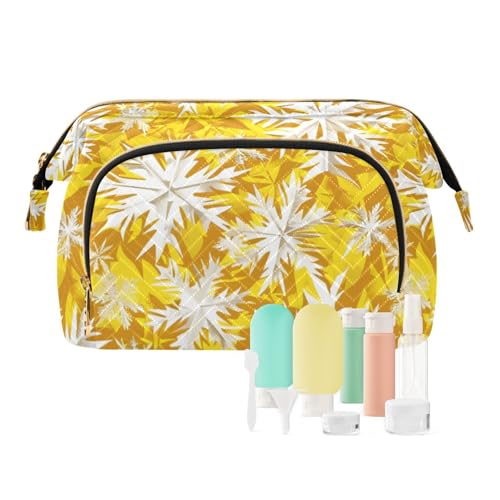 tplaotee Kosmetiktasche mit gelben Schneeflocken, wasserdichte Kosmetiktasche für Geldbörse für große Kosmetika, Gelbe Schneeflocken, 1 size von tplaotee