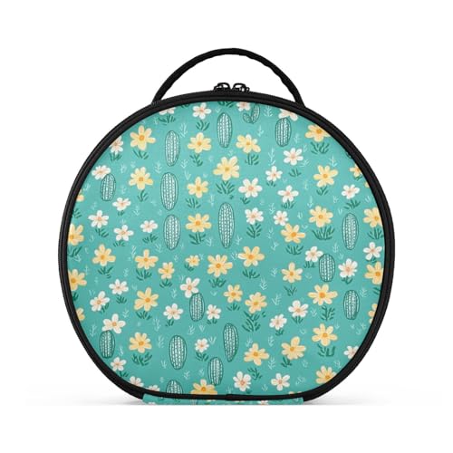 tplaotee Kosmetiktasche mit kleinen Blumen und kleinen Blättern, mit Fächern und Griff, stilvolle Kosmetiktasche für Geldbörse mit verstellbaren Trennwänden, 27,9 cm von tplaotee
