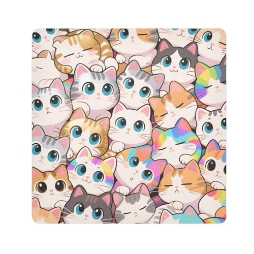 tplaotee Kosmetiktasche mit niedlichem Cartoon-Katzen-Regenbogen-Design, Reise-Kosmetiktasche, Reise-Make-up-Organizer, Wickeltasche für Kamera, Objektiv, Tasche, Organizer, Taschen für Damen, Größe von tplaotee