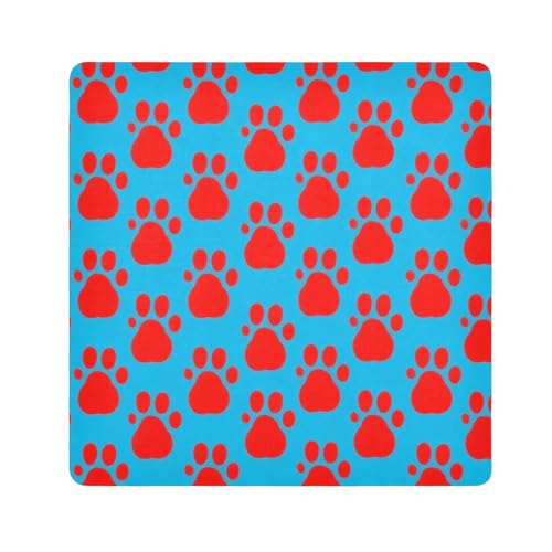 tplaotee Kosmetiktasche mit roten Hundepfotenabdrücken, tragbarer Make-up-Organizer, Wickeltasche für Kamera, Objektiv, Tasche, für Damen, Größe 55,1 x 55,1 cm von tplaotee