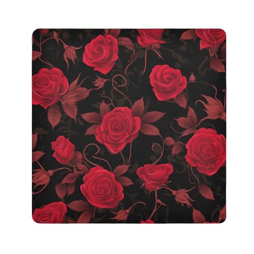 tplaotee Kosmetiktasche mit roter Rose, Gothic-Stil, magischer Aufkleber, Kosmetiktasche, Reisetasche, Organizer, Wickeltasche, Kamera-Objektivtuch, Wrapper für Damen, Größe 55,1 x 55,1 cm von tplaotee