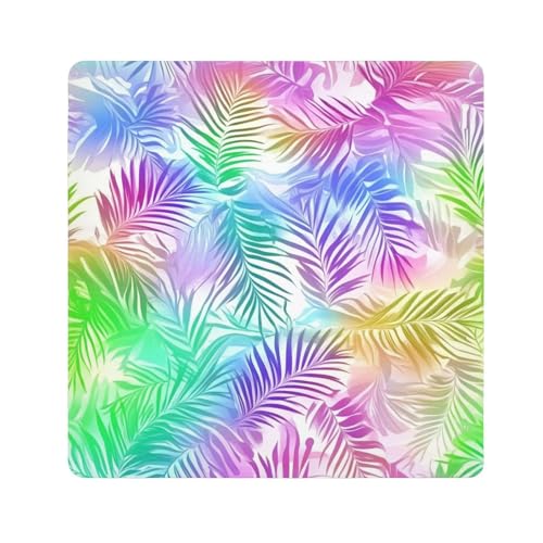 tplaotee Kosmetiktasche mit tropischen Blättern in Regenbogenfarben, für Damen, Größe: 55,1 x 55,1 cm von tplaotee