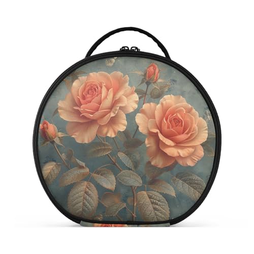 tplaotee Kulturbeutel mit Retro-Rosen, vertikal, freistehend, Reißverschluss, Make-up-Tasche für Damen, mit verstellbaren Trennwänden, 27,9 cm von tplaotee