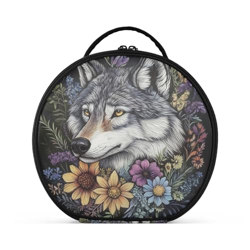 tplaotee Kulturbeutel mit Wolfsblumen, Reisegröße, Zubehör, Reißverschluss, Kulturbeutel für Damen, mit verstellbaren Trennwänden, 27,9 cm von tplaotee