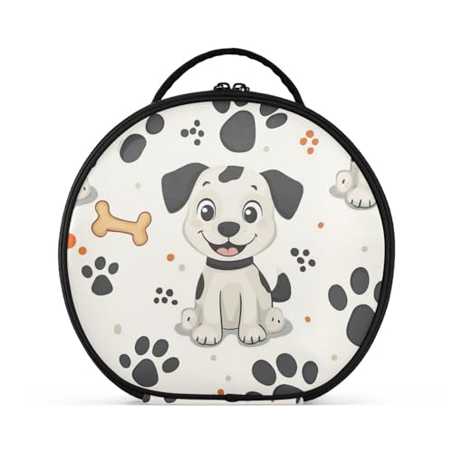 tplaotee Kulturbeutel mit niedlichen Cartoon-Hunden, mit Fächern und Griff, große Kosmetiktasche für Damen, mit verstellbaren Trennwänden, 27,9 cm von tplaotee