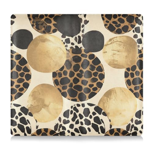 tplaotee Leopard Round Gold Brown Leather Car Insurance and Registration Card Holder Essential Car Wallet Case for ID, Driver's License, Key Contact Information Cards von tplaotee