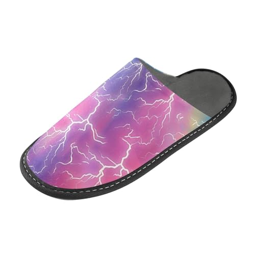 tplaotee Lightning Bolts warme Hausschuhe für Damen und Herren, Regenbogenfarben, mit Memory-Schaum, für Haus, Schlafzimmer, Blitzschrauben, Regenbogenfarben, 37.5/38 EU von tplaotee