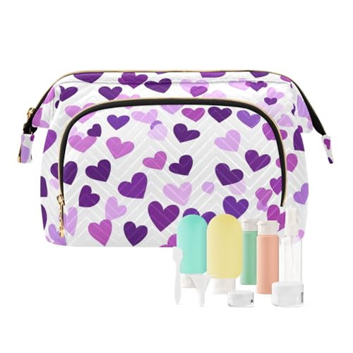 tplaotee Lila Herz Tag Lila Herz Fall Kosmetik Make-up Tasche Tragbare Damen Münzbörse Geldbörse für Kosmetik Aufbewahrung, Purple Heart Day lila Herz, 1 size von tplaotee