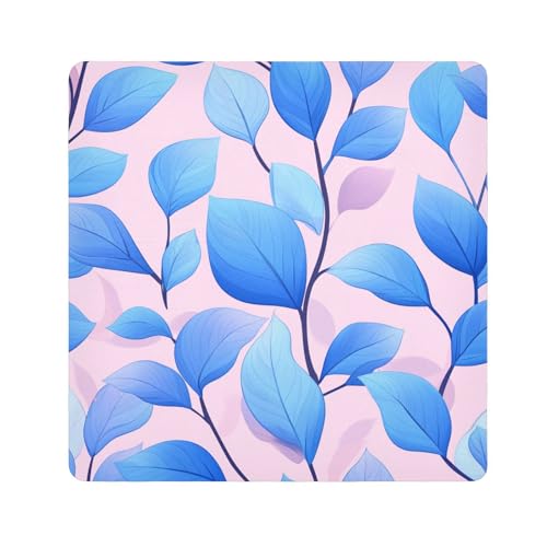 tplaotee Magischer Aufkleber mit blauen Blättern und rosa Hintergrund, Reise-Make-up-Organizer, Wickeltuch für Kamera, Objektiv, für Damen, Größe 55,1 x 55,1 cm von tplaotee