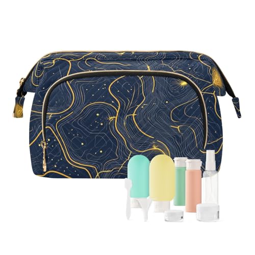 tplaotee Make-up-Kosmetiktasche, Motiv: Abenteuerkarte in Blau und Gold, leicht, für Damen, Geldbörse für große Kosmetik, Blaue und goldene Abenteuerkarte, 1 size von tplaotee
